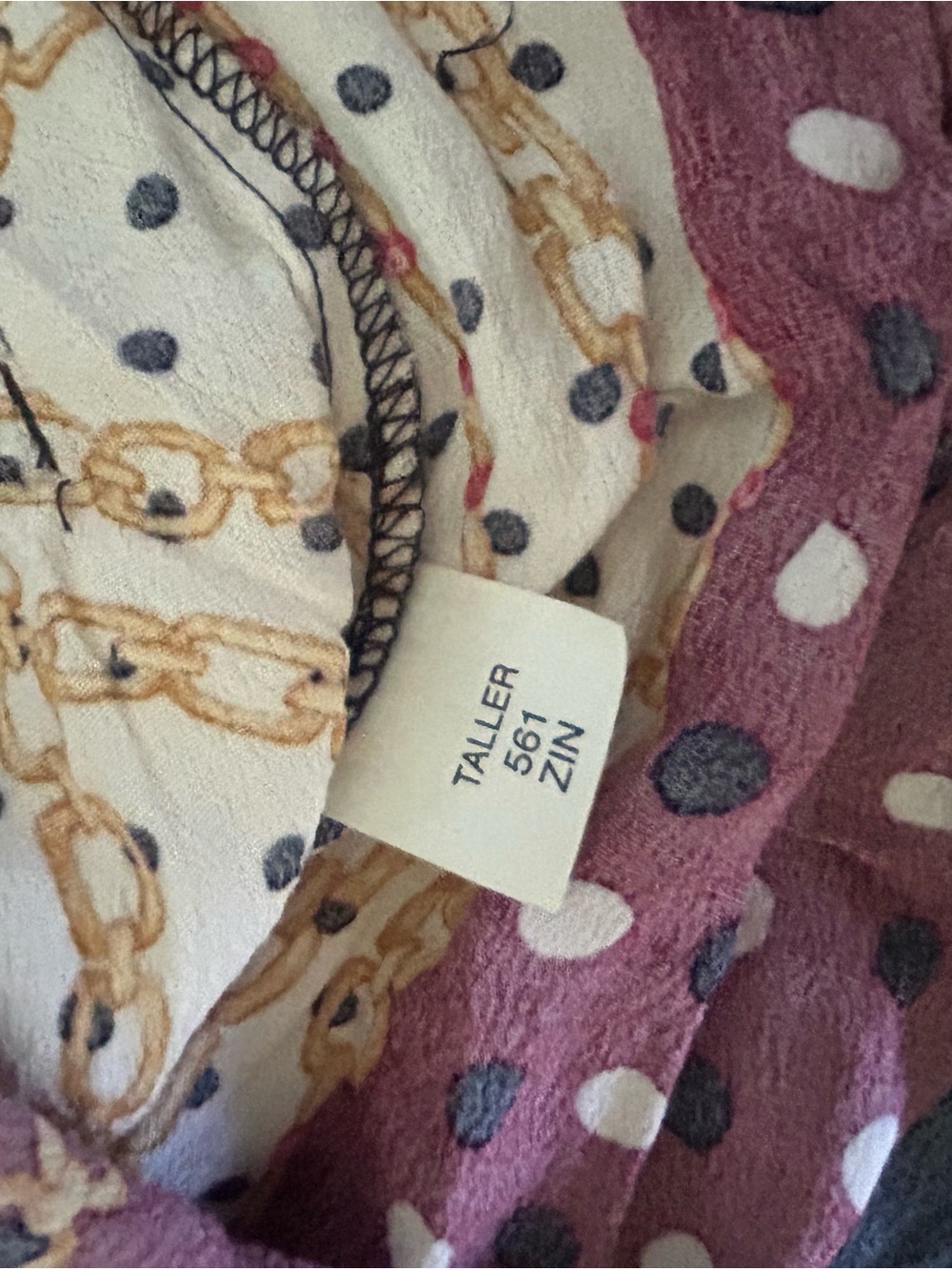 Mixed Print Button-Down Blouse in Burgundy, Navy & White - Picture 8 of 10